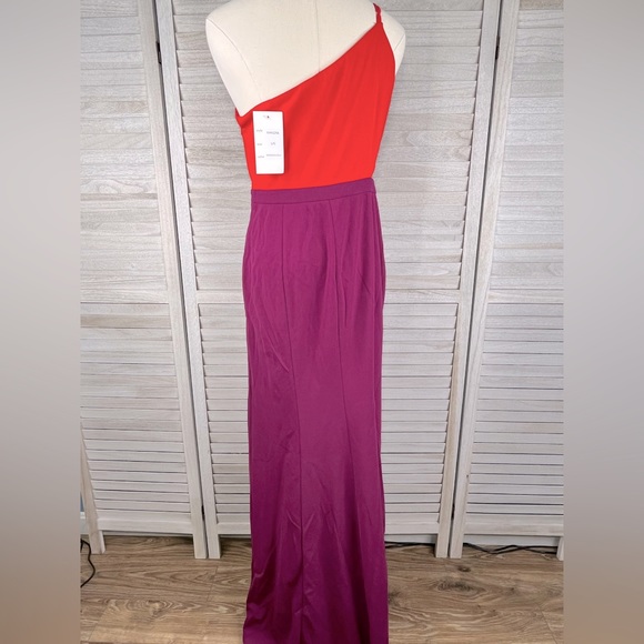 NANAMACS "Blessed with Beauty" One Shoulder Colorblock Maxi Dress Red/Purple-L - Picture 5 of 6